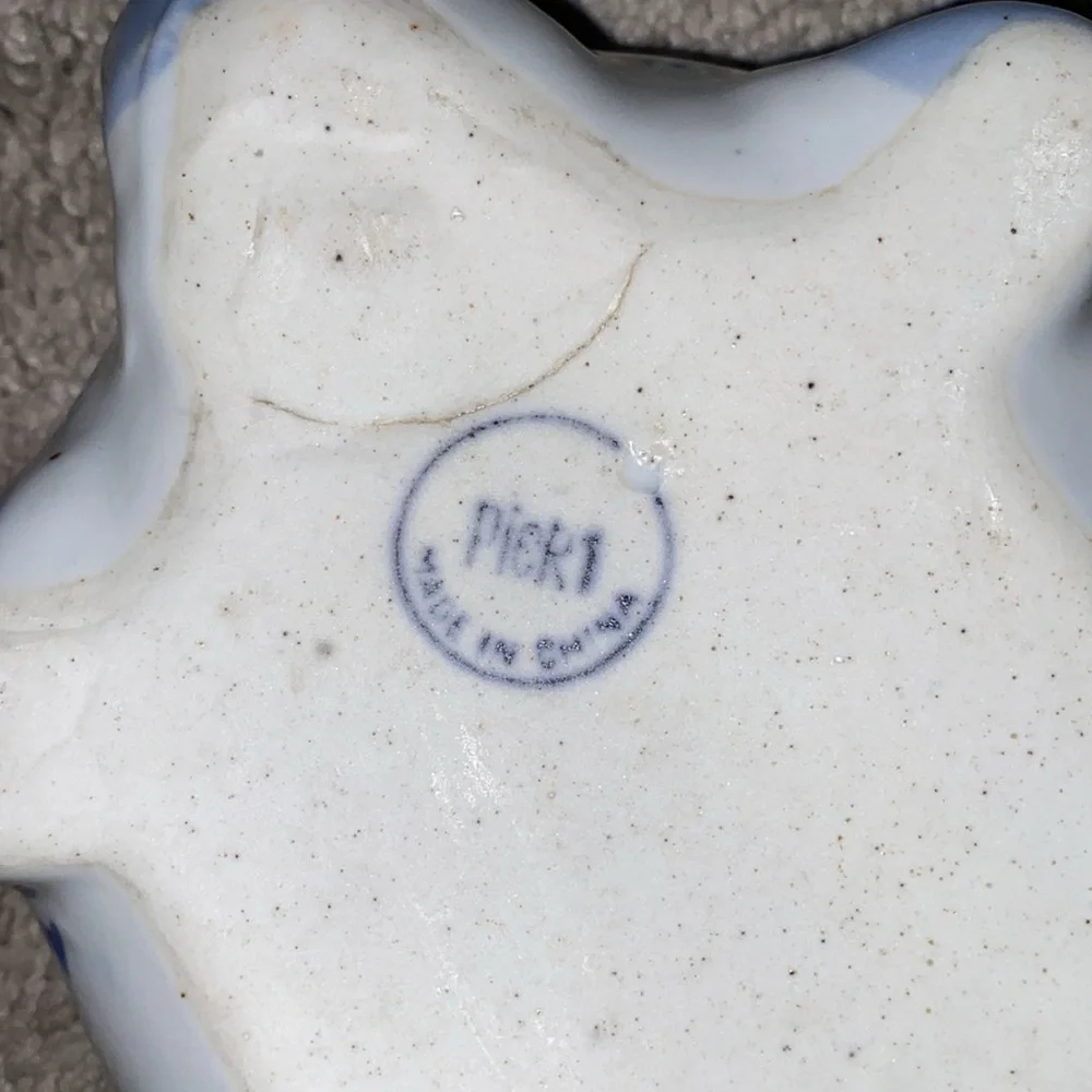Pier‎ 1 Ceramic Blue Floral Turtle Trinket Dish